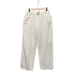 Ann Taylor High-Rise 100% Linen Trouser‎ Womens Size 14 White Wide Leg Resort